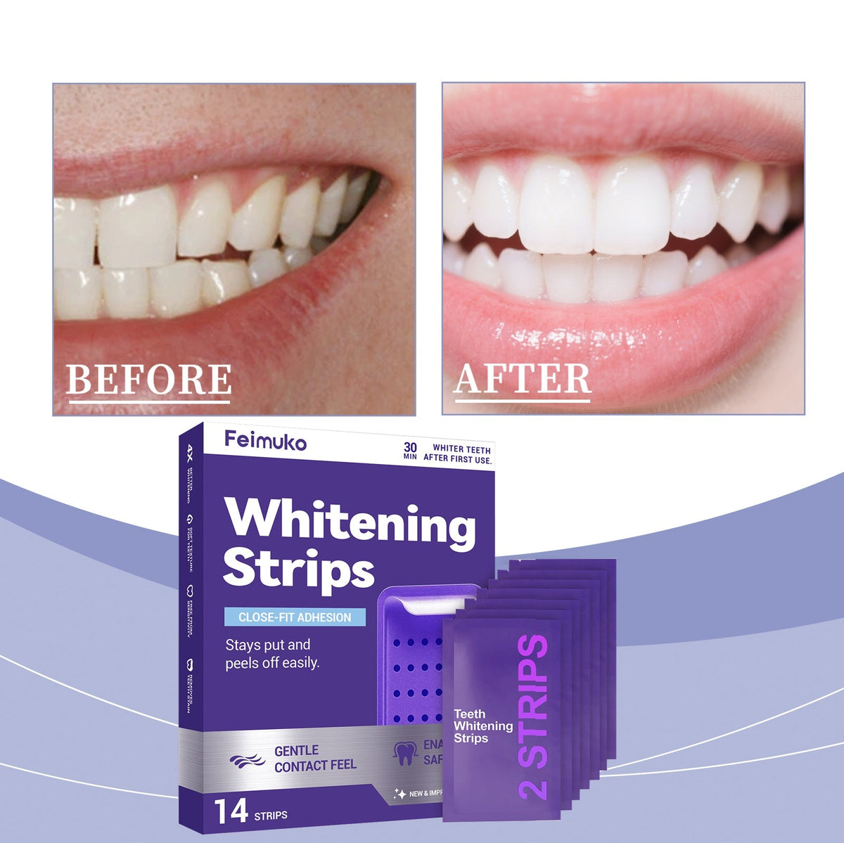 Purple Whitening And Stain-Removing Tooth Stickers 7 Pieces Per Pack Tri Light Beauty