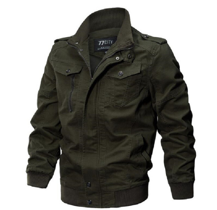 Men's Fall Jacket - Washed Cotton Military Style Plus Size Pi-Mart