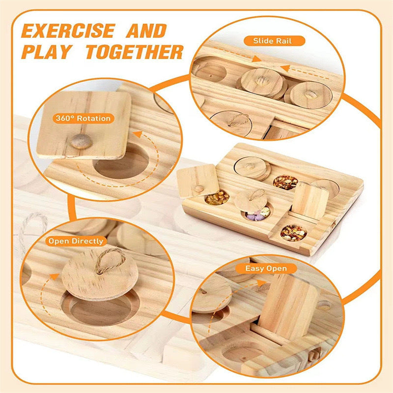 Wooden Hamster Feeder Household Feeding Snack Dispenser Pets Fashion