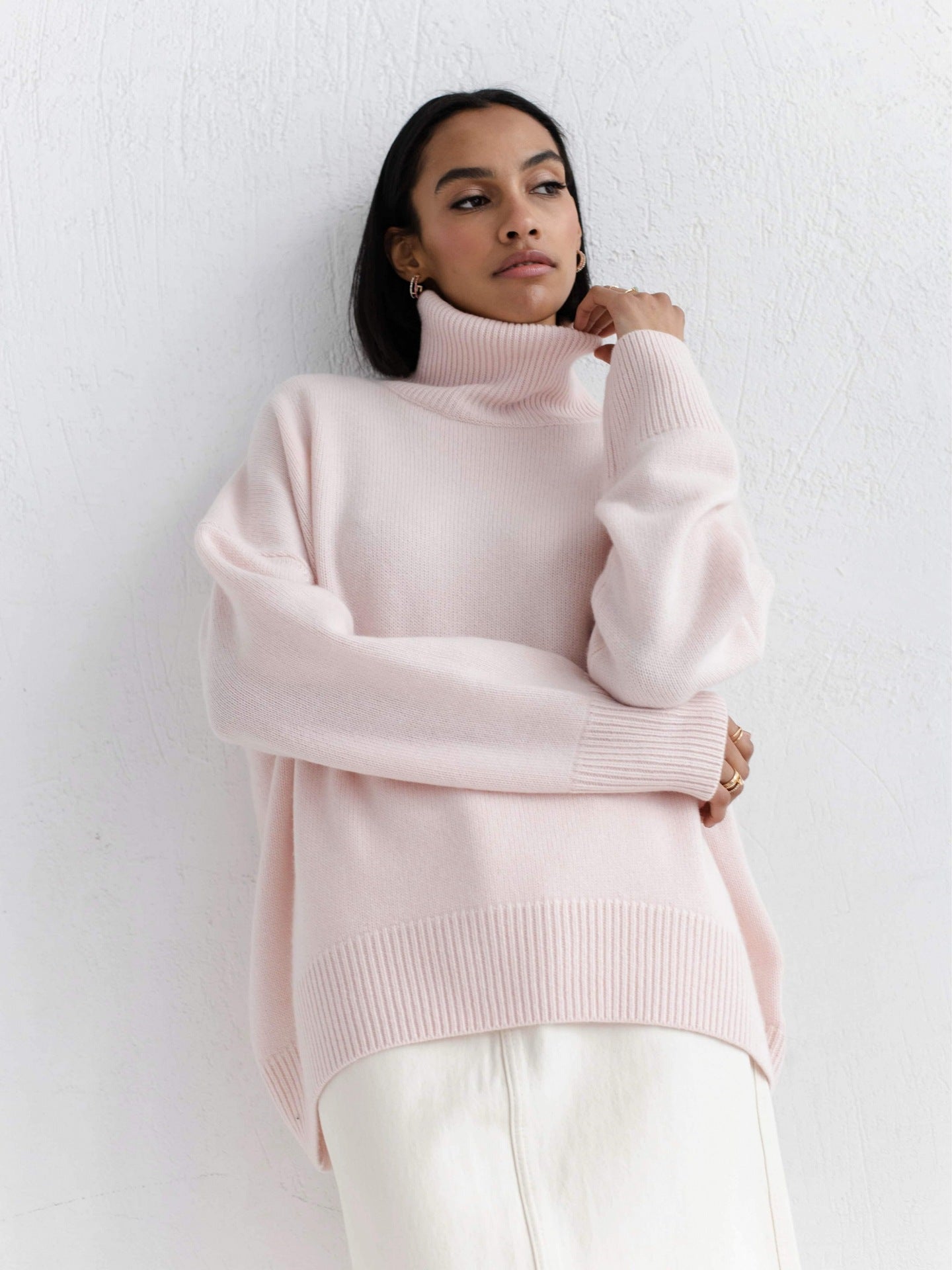 Winter Turtleneck Sweater Ins Solid Color Long Sleeve Pullover Top Women's Clothing LadyShow.Store