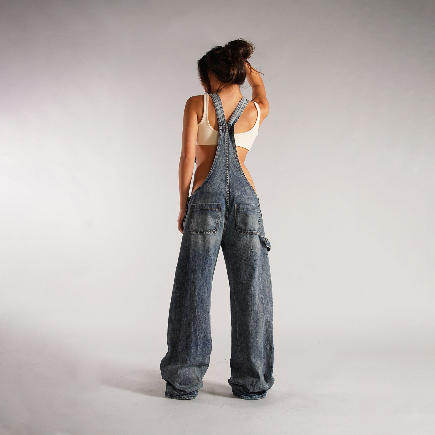Loose Fit Denim Overalls Pi-Mart