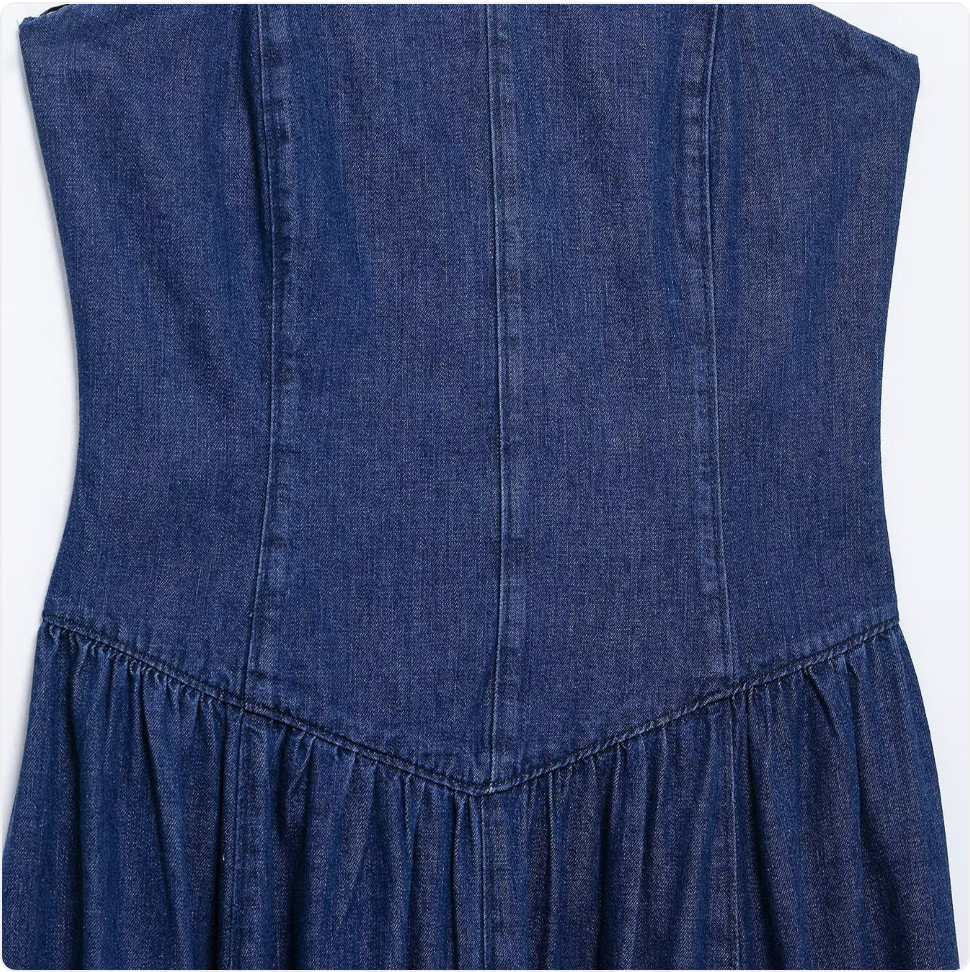 Women's Stylish Denim Midi Dress Pi-Mart