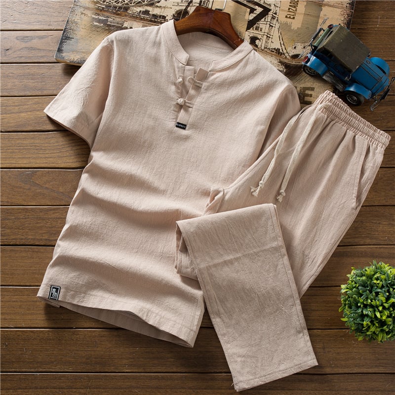 Chinese Style Short-Sleeved Linen Summer T-Shirt Pi-Mart