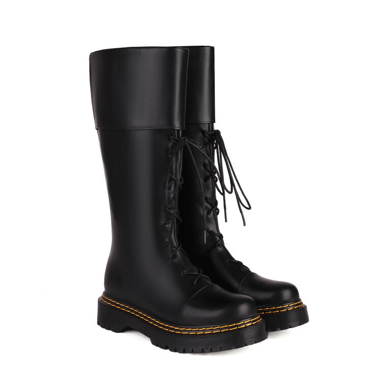 Womens High-heeled Lace-up Thigh-high Boots LadyShow.Store