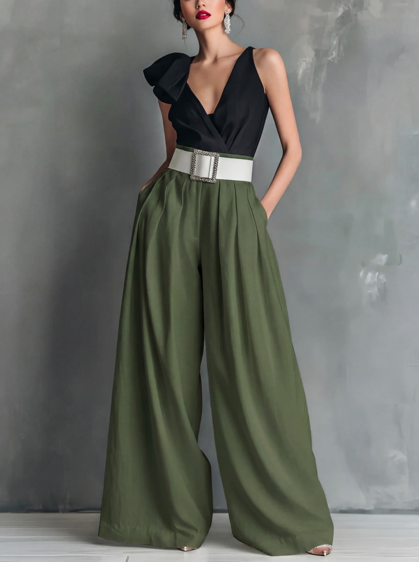 Fashionable Versatile High-waisted Loose-fitting Solid-color Casual Pants NorixaFashion.com