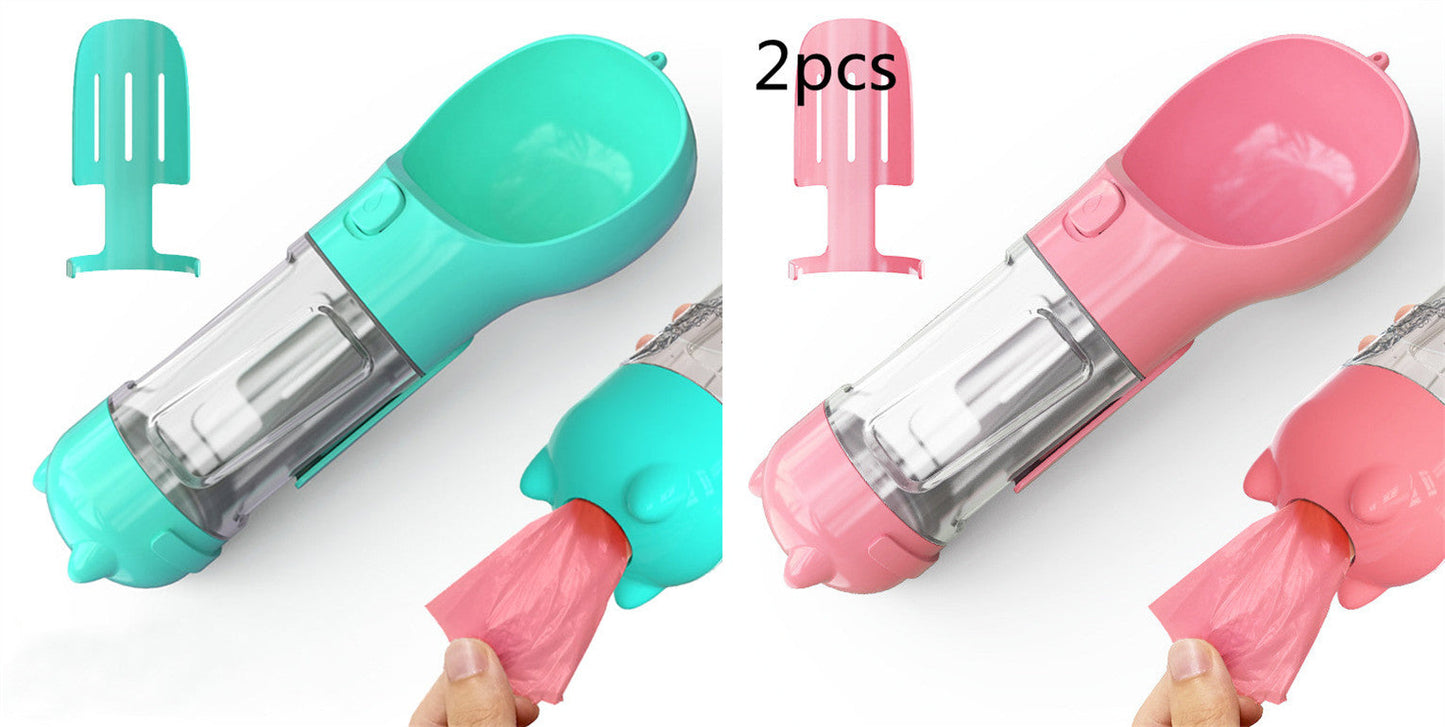 Pet Water Bottle Feeder Bowl Garbage Bag Storage Portable Pet Outdoor Travel 3 In 1 Dog Water Bottle Pets Fashion