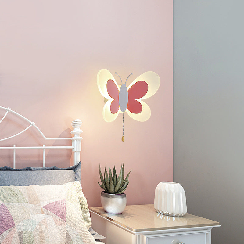 Butterfly Lamp Creative Cartoon Children Bedroom Wall Lamp PearlNestDecor.com