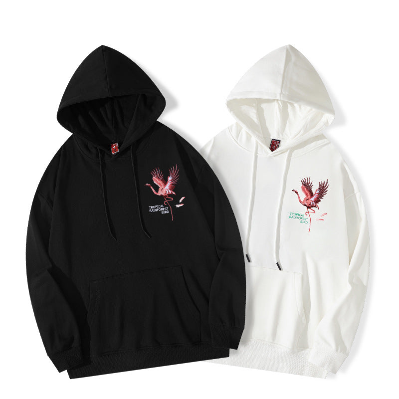 Autumn And Winter New High Street Flamingo Embroidered Hoodie LadyShow.Store