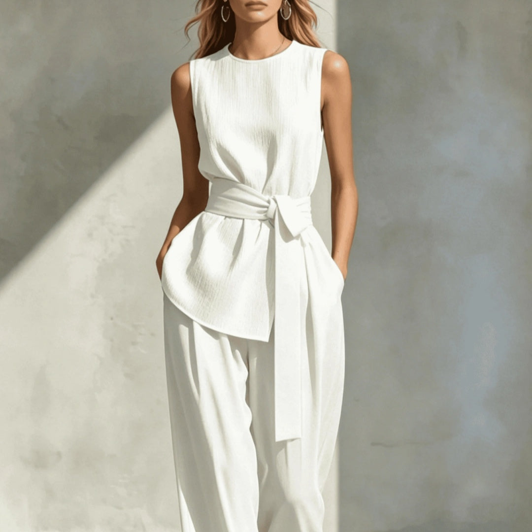 Womens Casual Sleeveless Tied-top And Pants Set NorixaFashion.com