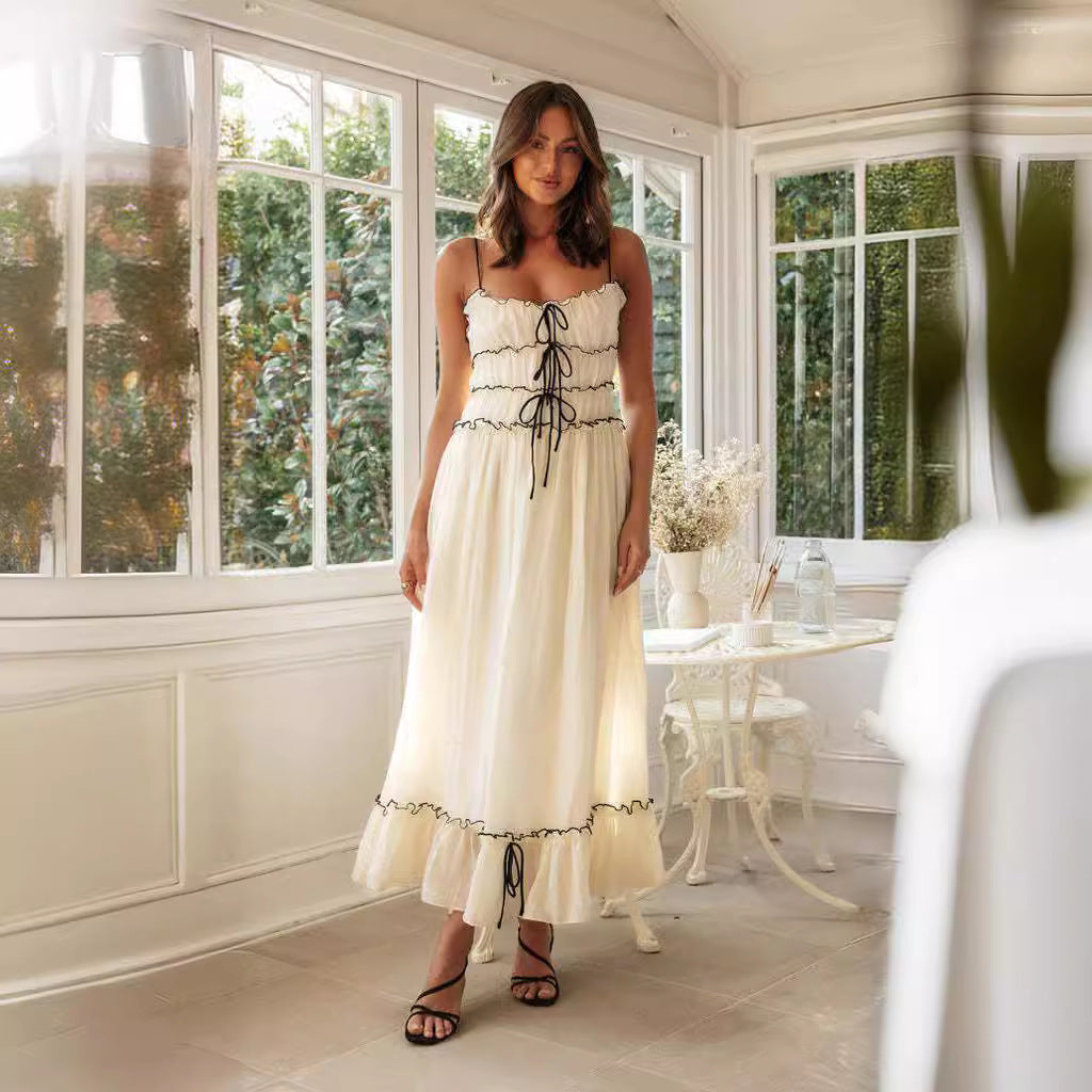 Summer Bow Pleat Dress NorixaFashion.com