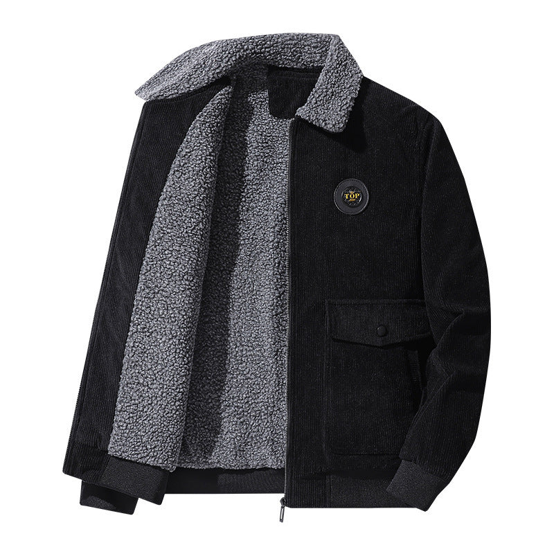 Men's Thickened Lamb Wool Cotton Corduroy Lapel Jacket Pi-Mart