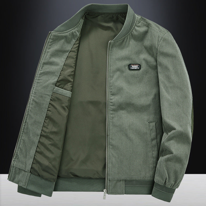 Men's Retro Corduroy Baseball Jacket for Spring & Autumn Pi-Mart