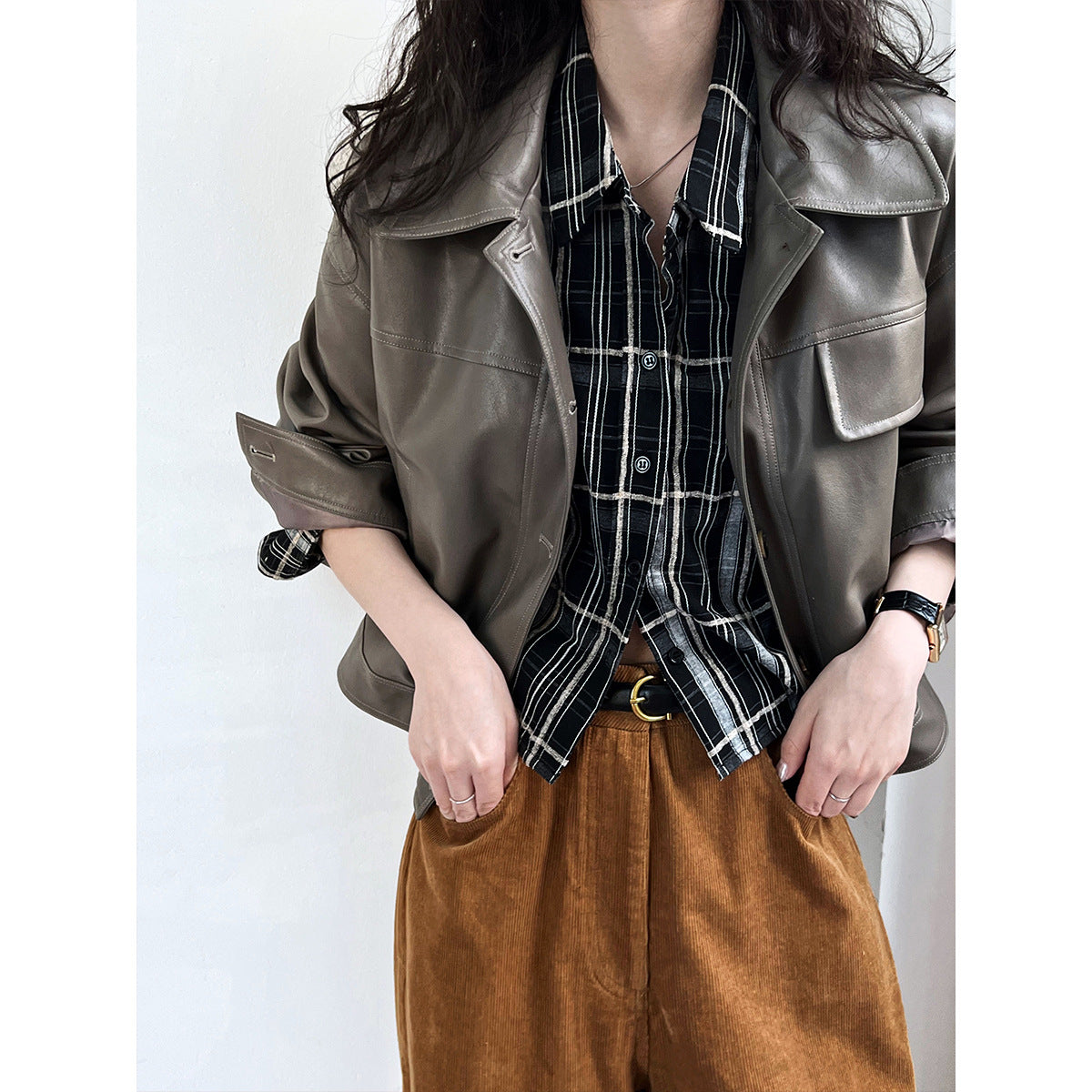 Women's Fall Lapels Motorcycle Short Jacket LadyShow.Store