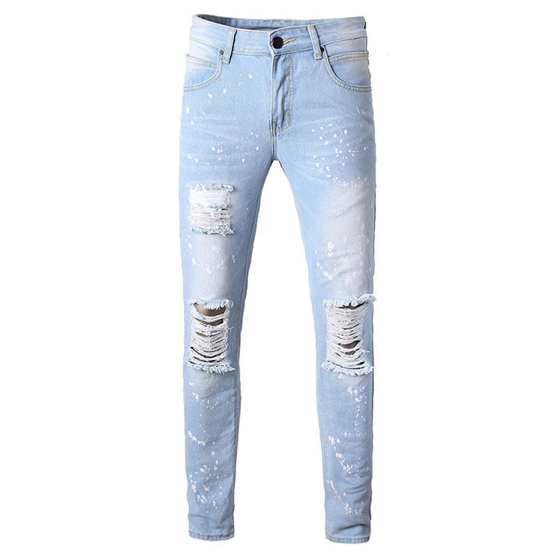 Men's Ripped Denim Jeans - Summer Casual Straight Fit Pi-Mart