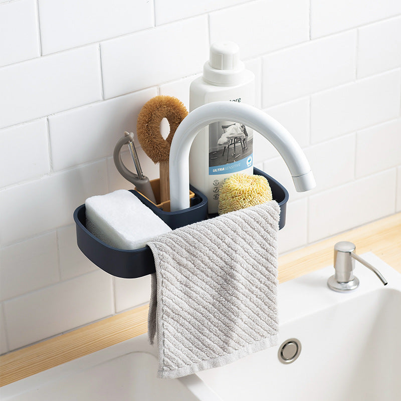 Sink Shelf Soap Sponge Drain Rack Storage Basket Bag Faucet Holder Adjustable Bathroom Holder Sink Kitchen Accessories