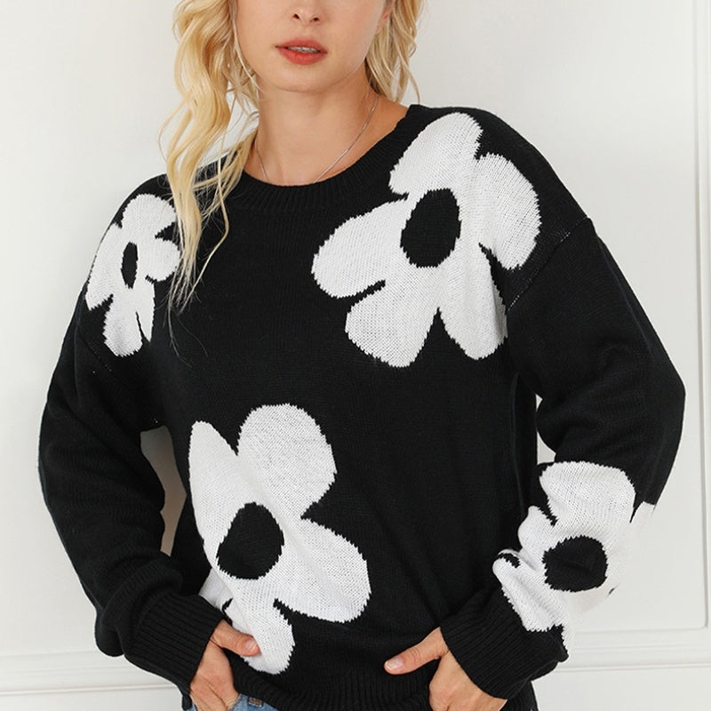 Floral Print European-Style Sweater NorixaFashion.com