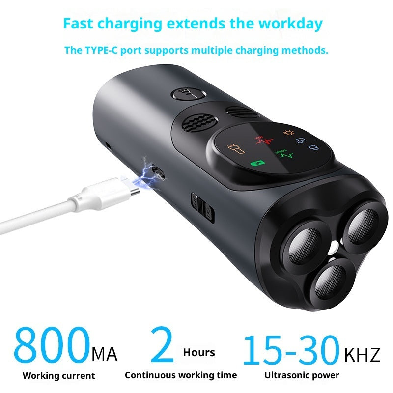 Ultrasonic Three-head Dog Repellent Bark Stopper Handheld Portable Dog Trainer With Light Dog Repellent Anti-dog Bite Driving Device Pets Fashion