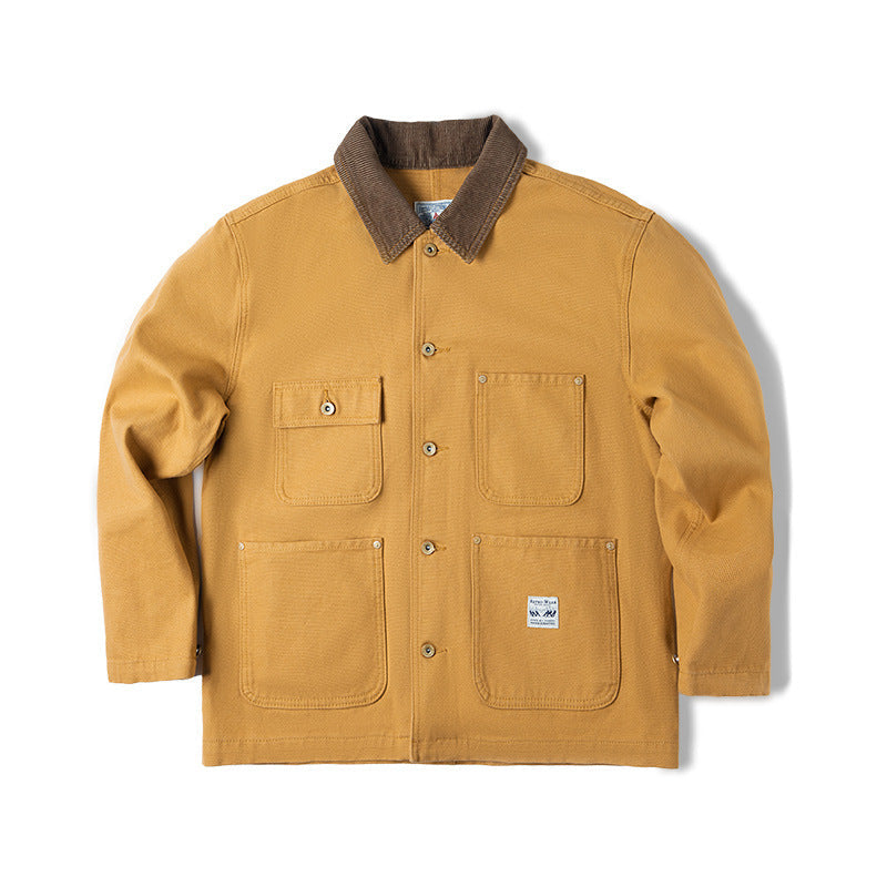 Retro Heavy Canvas Workwear Jacket Lapel Multi-pocket Jacket Best YouTube Store