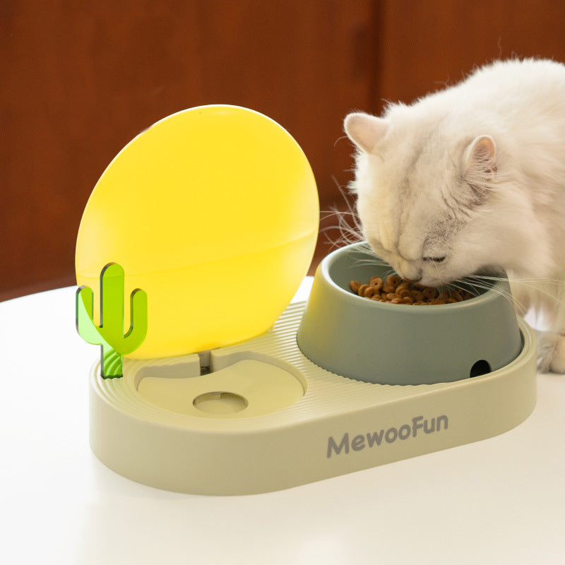 Cat Plastic Drinking Water Rice Basin Double Bowl Pets Fashion