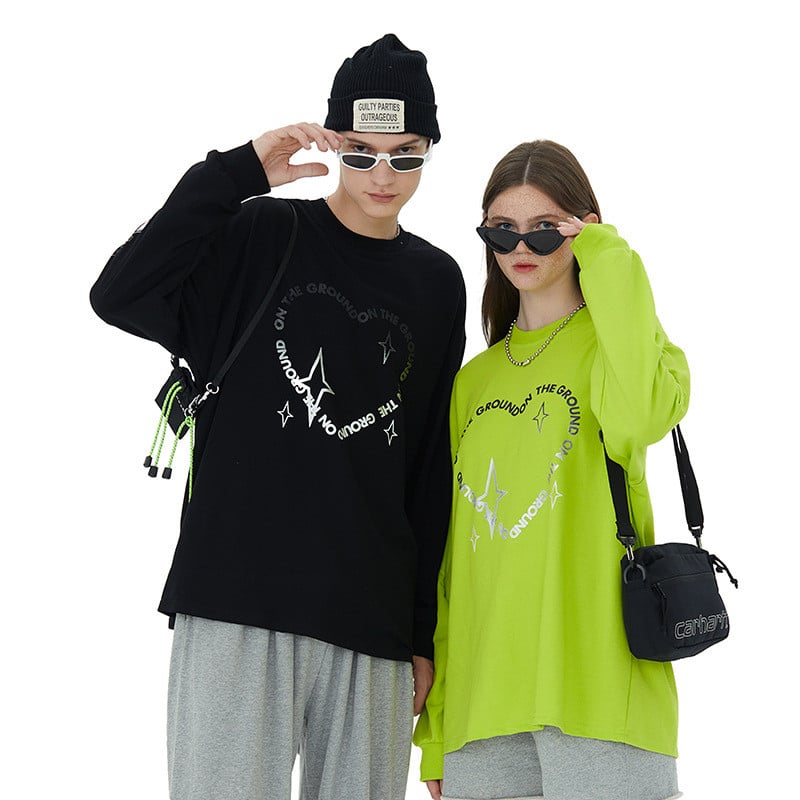 Women's Round Neck Loose Long Sleeve T-shirt Pi-Mart