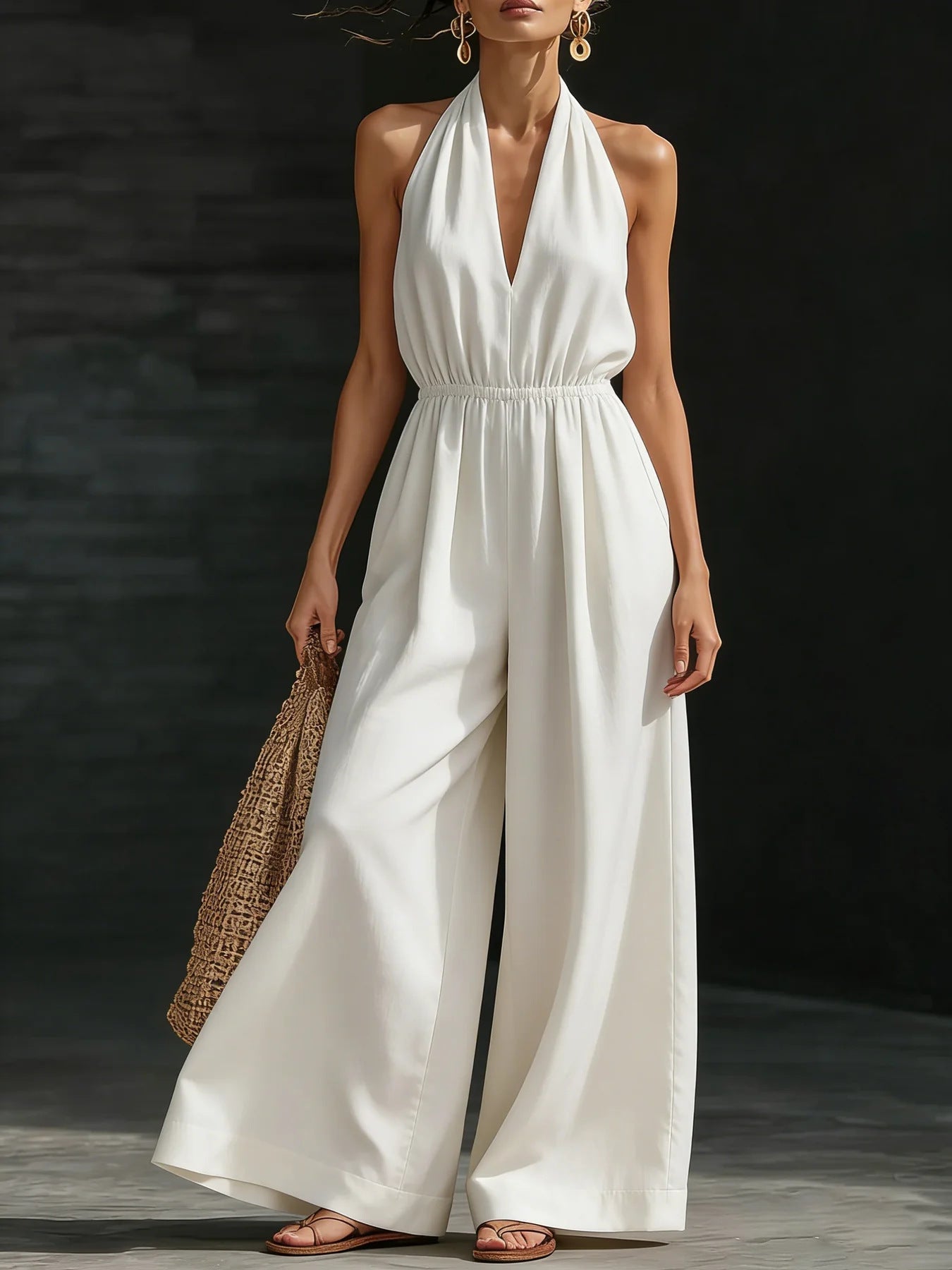V-neck Halter Neck Jumpsuit For Women LadyShow.Store