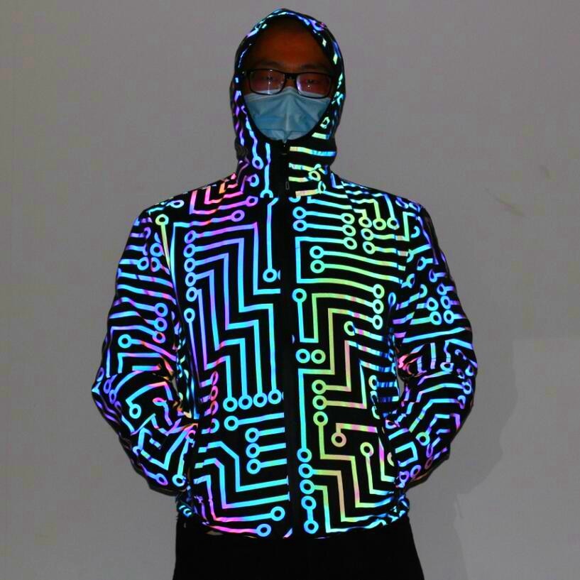 Rainbow Reflective Jacket for Men and Women (Hip Hop) Pi-Mart