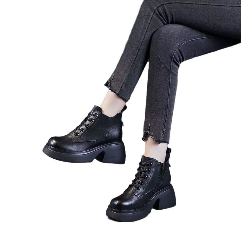 Womens Mid-calf Boots With Thick Chunky Heels LadyShow.Store