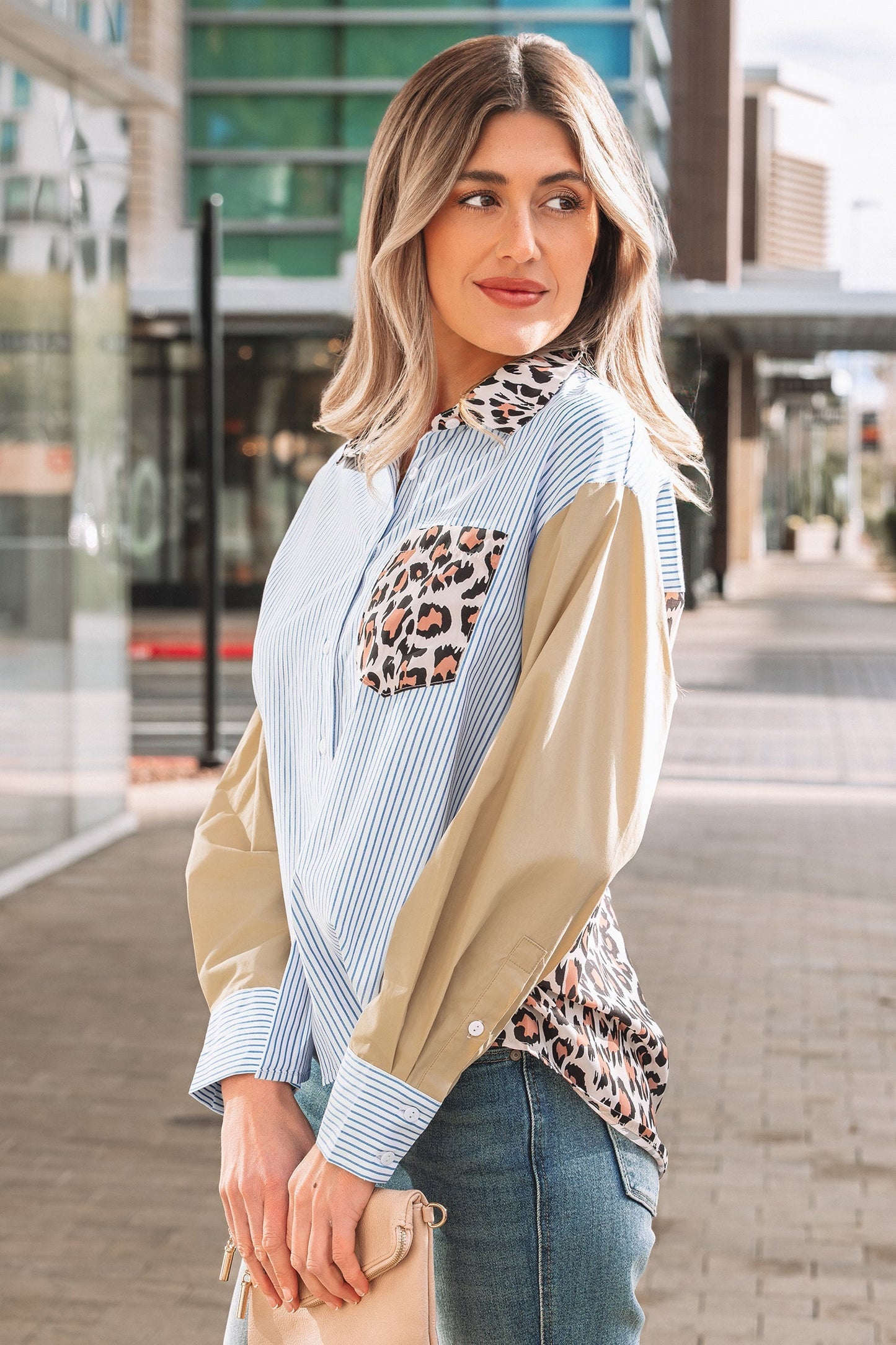 Aleia Chest Cuffed Sleeve Shirt LuxuryLifeWay Online Store