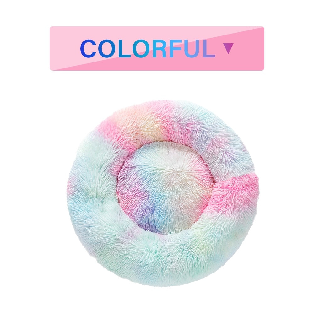 Fluffy Donut Dog Bed  Warm Soft Long Plush Pet Cushion Dog House Cat  Bed Washable Pet Sofa Mat Calming Samll Large Dog Beds Best YouTube Store