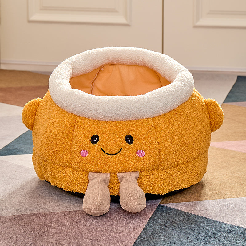 Orange-Themed Smile Face Cat Bed Pets Fashion