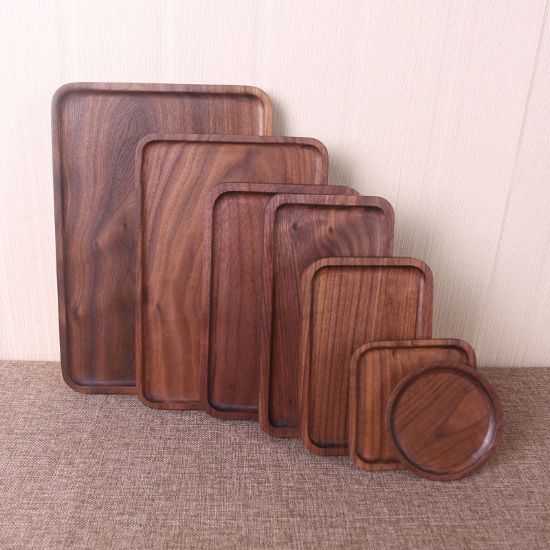 Japanese Style Wooden Black Walnut Rectangular Dinner Plate LadyShow.Store