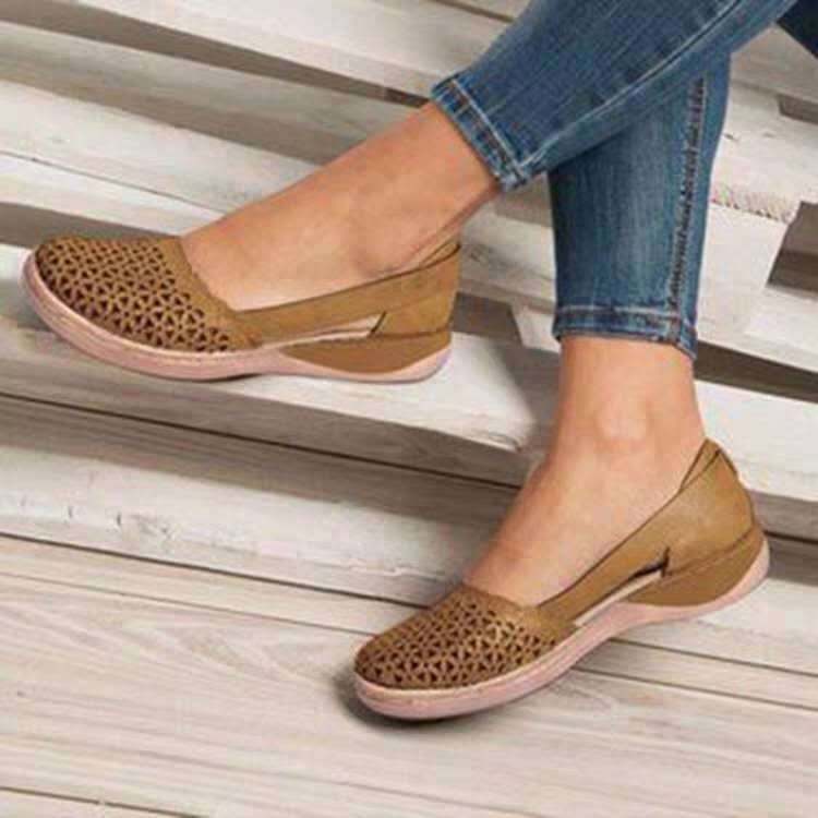 Fashion Women's Toe Head Hollowed Out Large Size Flat Sandals LadyShow.Store