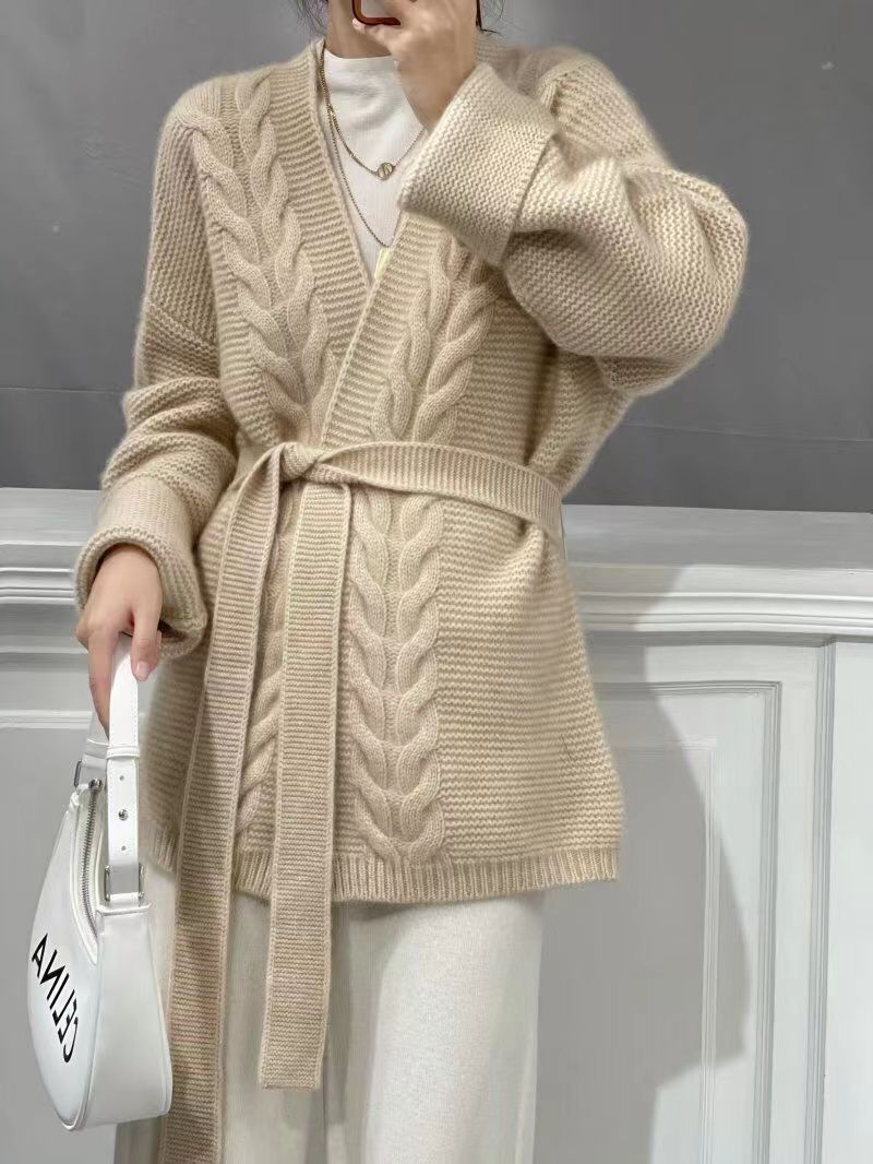 Wool Knit Cardigan For Women Mid-length Autumnwinter Style Best YouTube Store