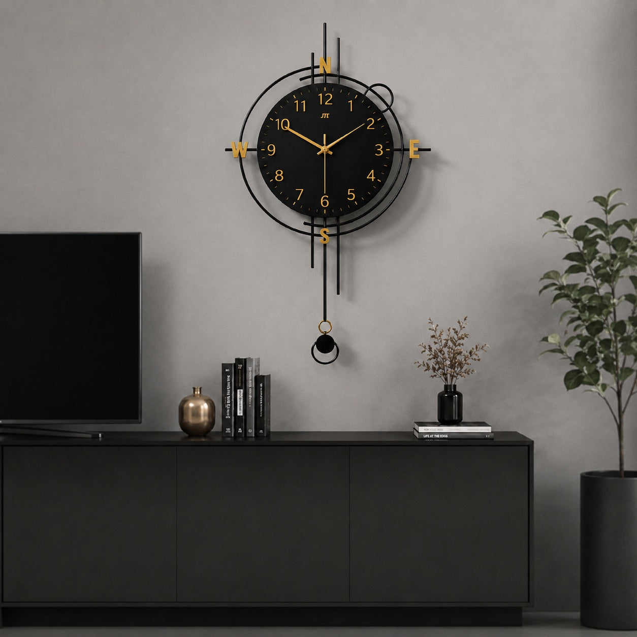 Modern Iron Wall Clock Metal Decorative Home Decor PearlNestDecor.com