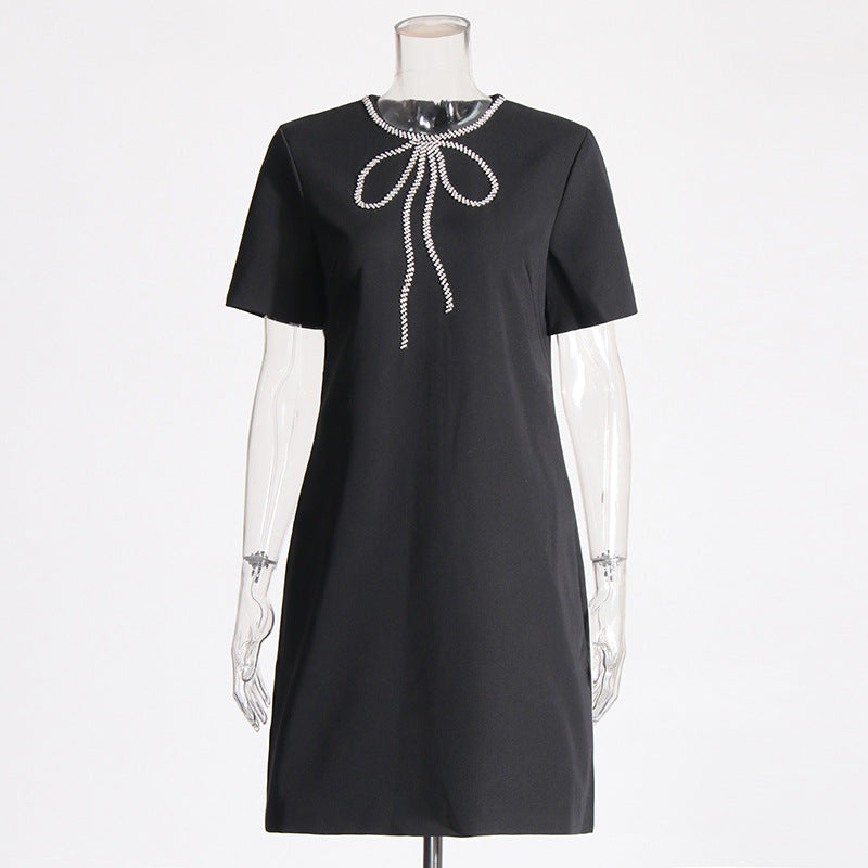 Bow Design Short Sleeve Dress Women NorixaFashion.com