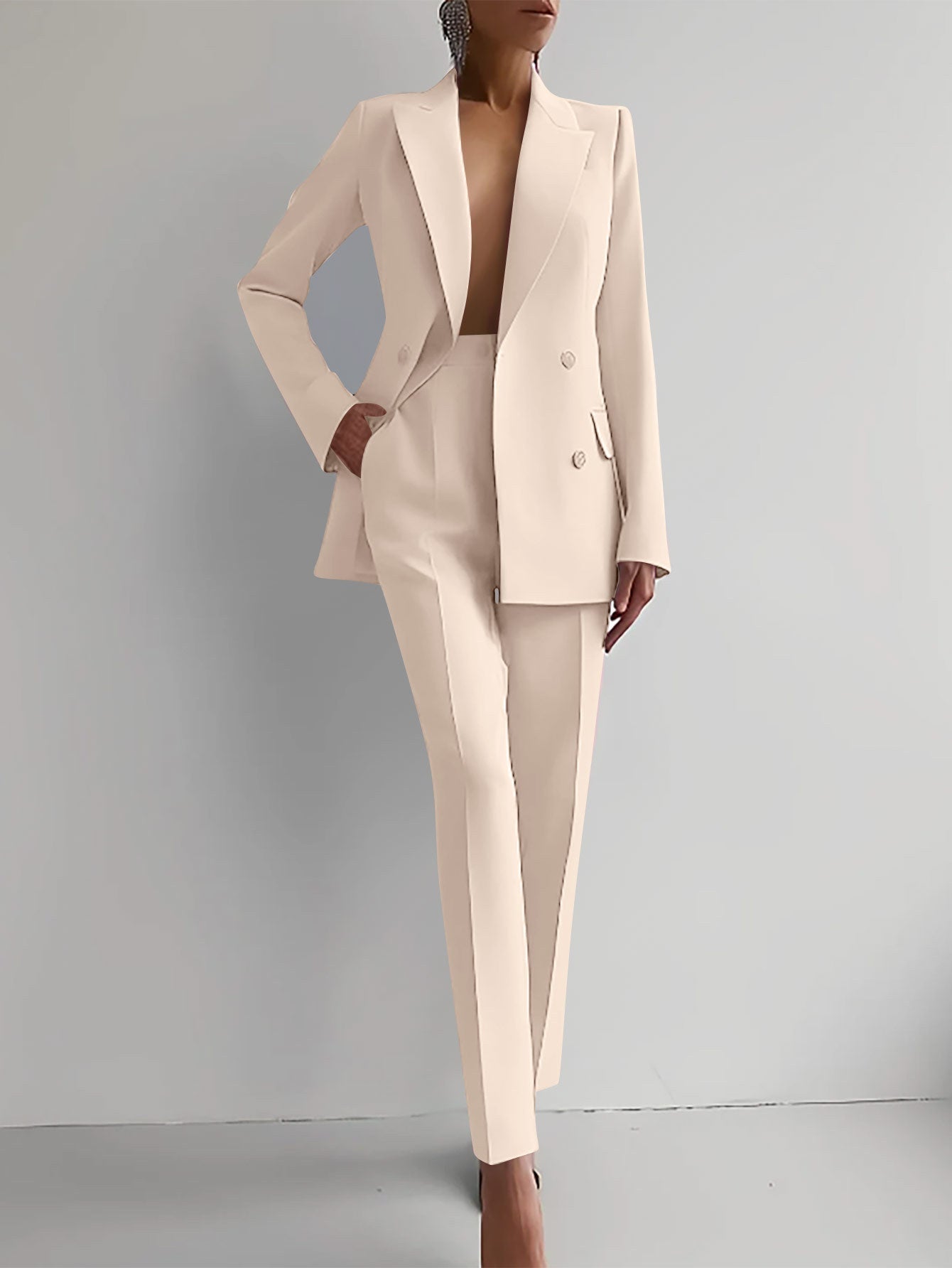 Casual Suits Fashion Long Sleeve Single-breasted Jacket Top And Slim Fit Trousers Women's Business Suits NorixaFashion.com
