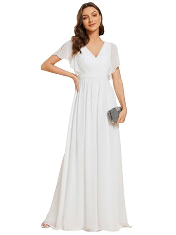 Sexy V-neck Chiffon Dress Women NorixaFashion.com