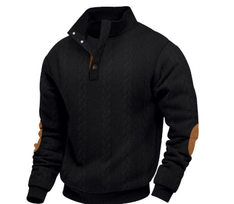 Stand Collar Long Sleeve Jacquard Knitted Pullover Sweater LadyShow.Store