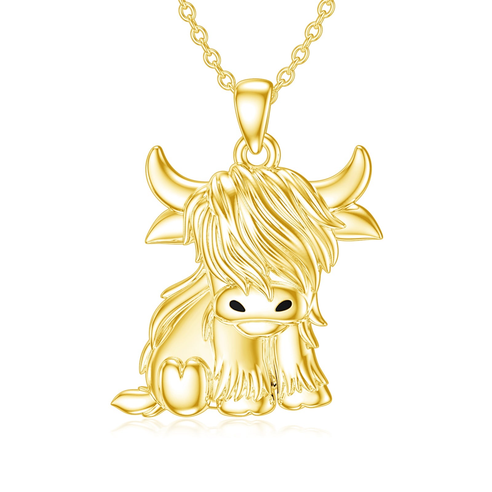 Highland Cow Necklace Anklet for Women 925 Sterling Silver Cow Crystal Necklace LadyShow.Store