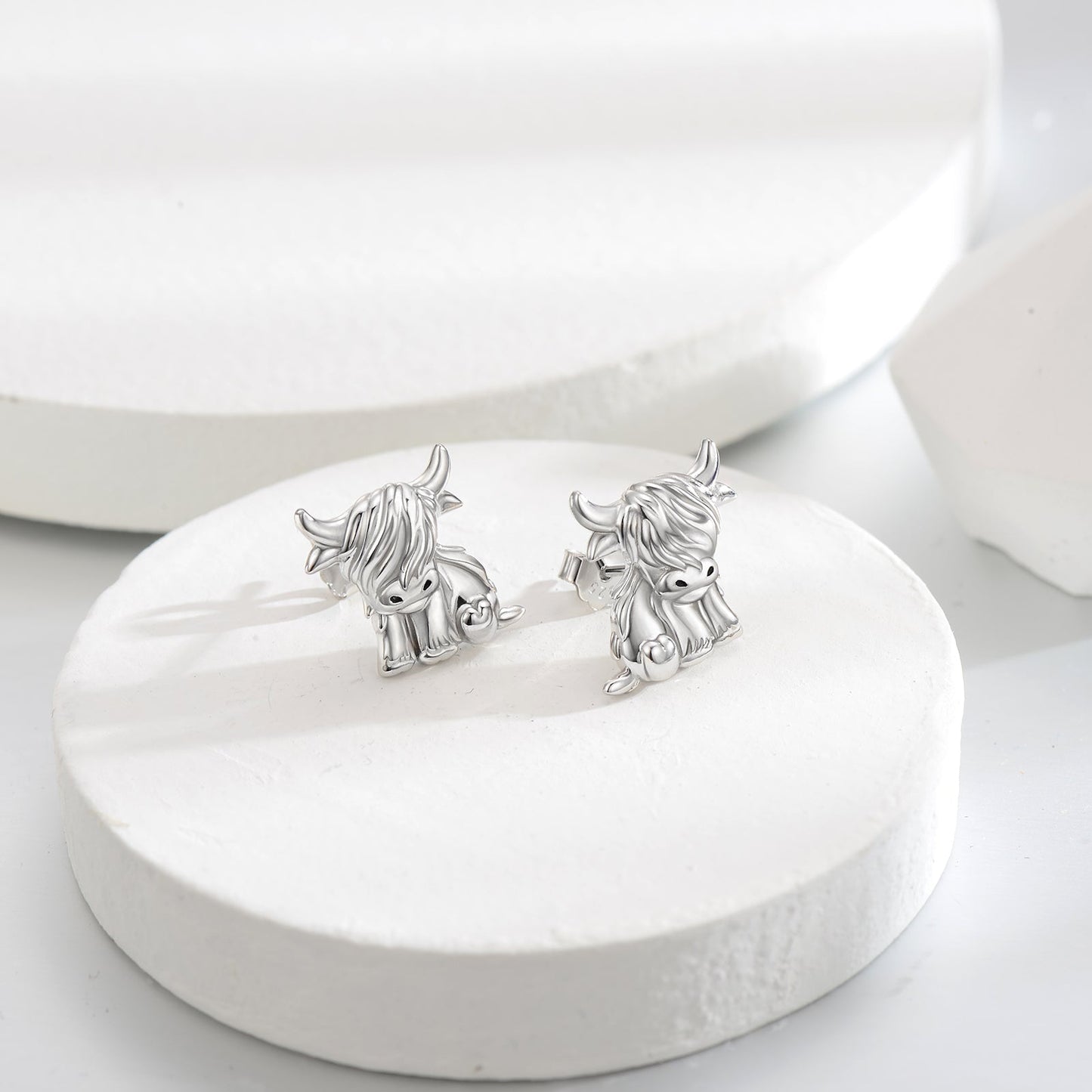 Highland Cow Earrings 925 Sterling Silver Cow Studs Earrings Highland Cow Jewelry Gifts LadyShow.Store