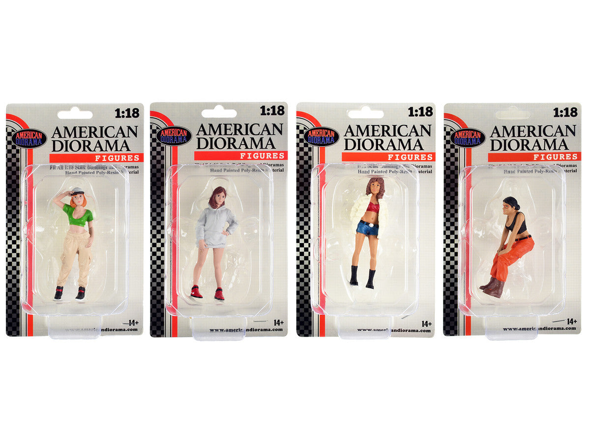 "Hip Hop Girls" 4 Piece Figure Set for 1/18 Scale Models by American Diorama LuxuryLifeWay Online Store