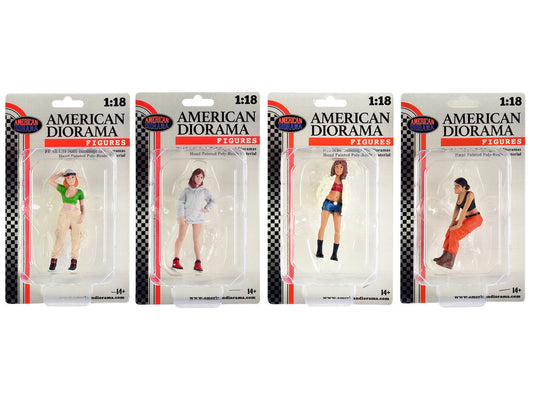 "Hip Hop Girls" 4 Piece Figure Set for 1/18 Scale Models by American Diorama LuxuryLifeWay Online Store