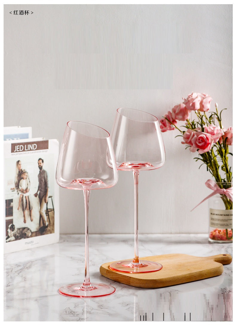 Flamingo Red Wine Oblique Mouth Glass Tall Cup LuxuryLifeWay Online Store