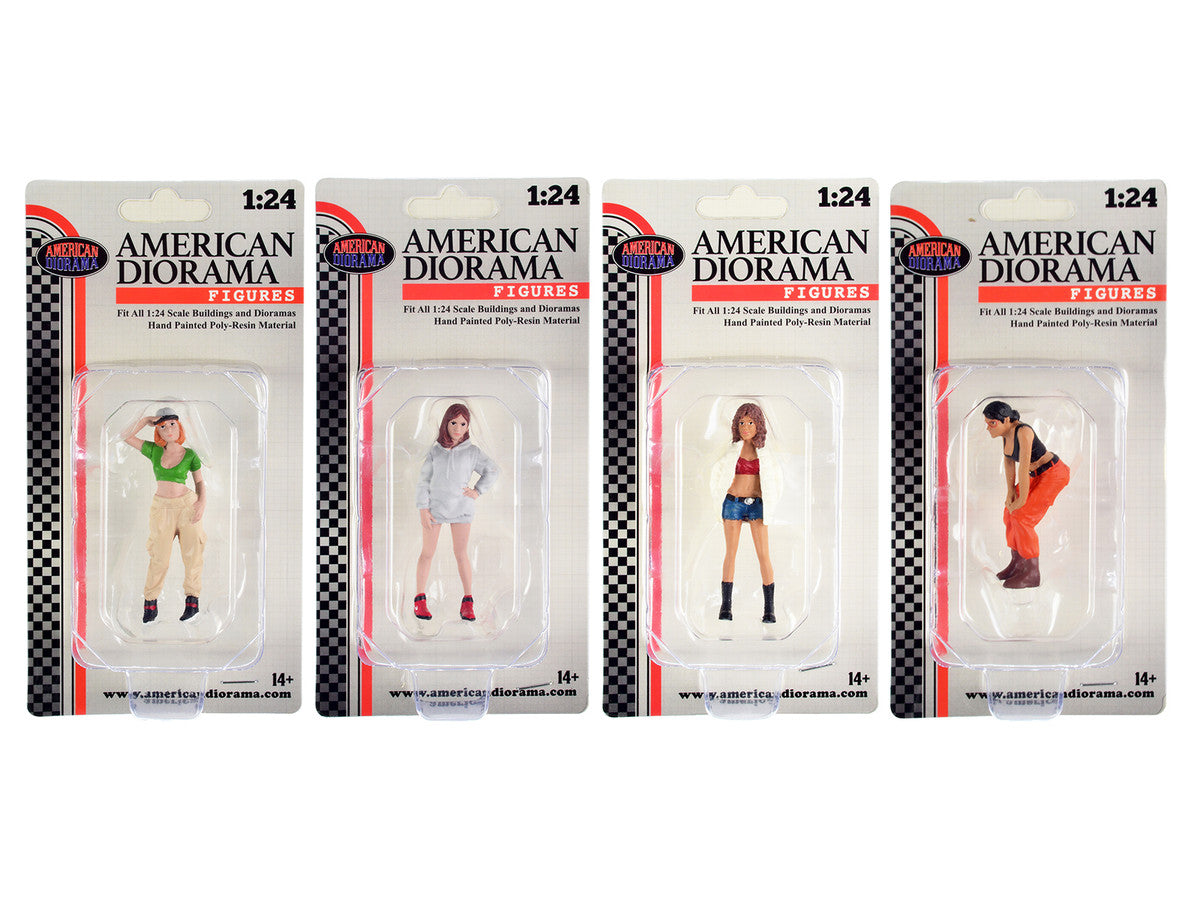 "Hip Hop Girls" 4 Piece Figure Set for 1/24 Scale Models by American Diorama LuxuryLifeWay Online Store