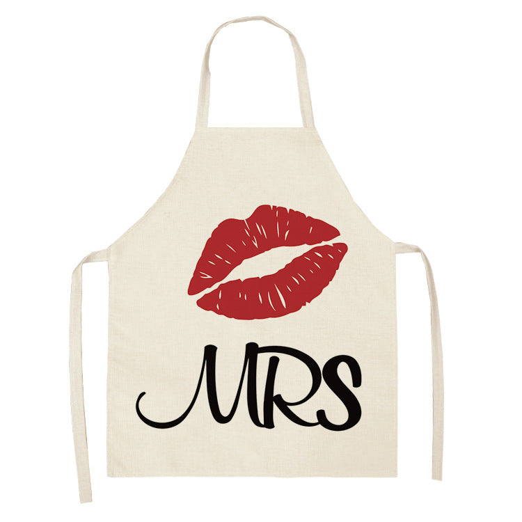 Letter Linen Apron Kitchen Stain-resistant Sleeveless Coverall PearlNestDecor.com
