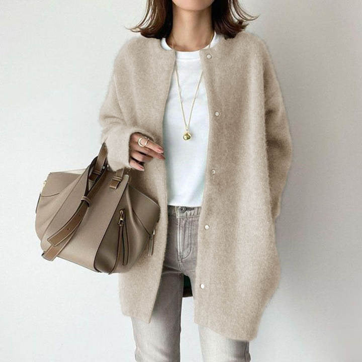 Loose Round Neck Single Breasted Cardigan Fashion Solid Color Coat Jacket Autumn And Winter Women's Clothing NorixaFashion.com