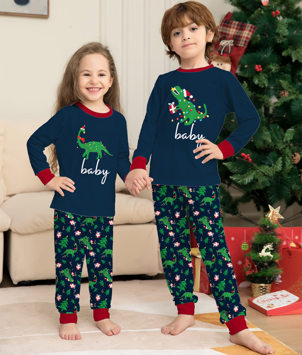 New Dinosaur Letter Print Christmas Parent Child Pajama Set