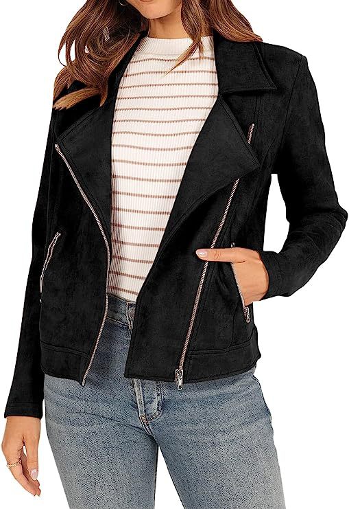 Fashion Deerskin Velvet Motorcycle Jacket Zipper Pocket Short Coat LadyShow.Store