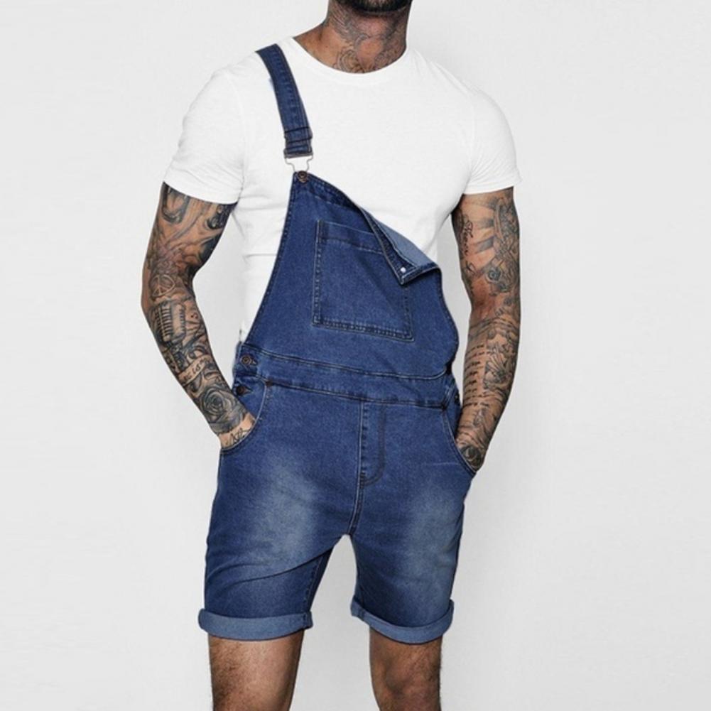 Pink Denim Overall Shorts for Men - Plus Size Summer Wear Pi-Mart