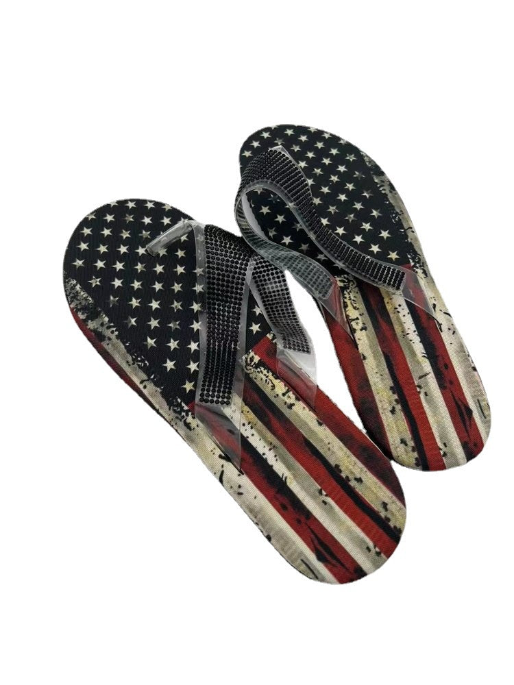 Plus Size Rhinestone Platform Outer Wedge Beach Flip-Flops LadyShow.Store